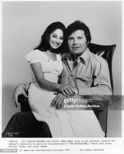 Janice Heiden and Max Baer Jr. Pose for the movie "The Wild McCullochs" circa 1975.