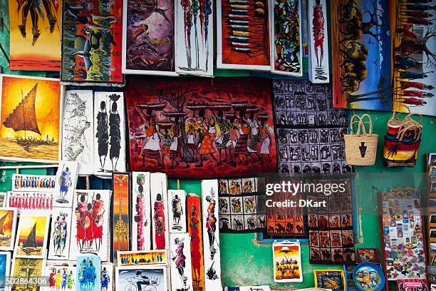 tingatinga paintings in tanzania - tanzania stock pictures, royalty-free photos & images