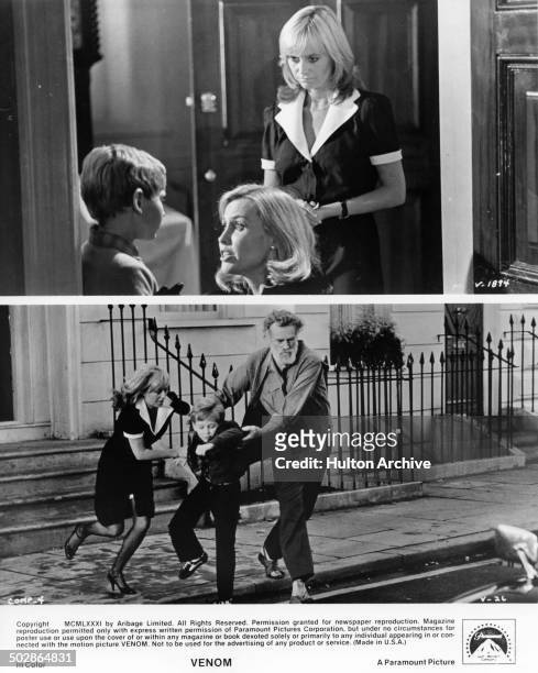 Cornelia Sharpe says goodbye to Lance Holcomb in a scene. Susan George and Sterling Hayden try to hold back Lance Holcomb in a scene from the...