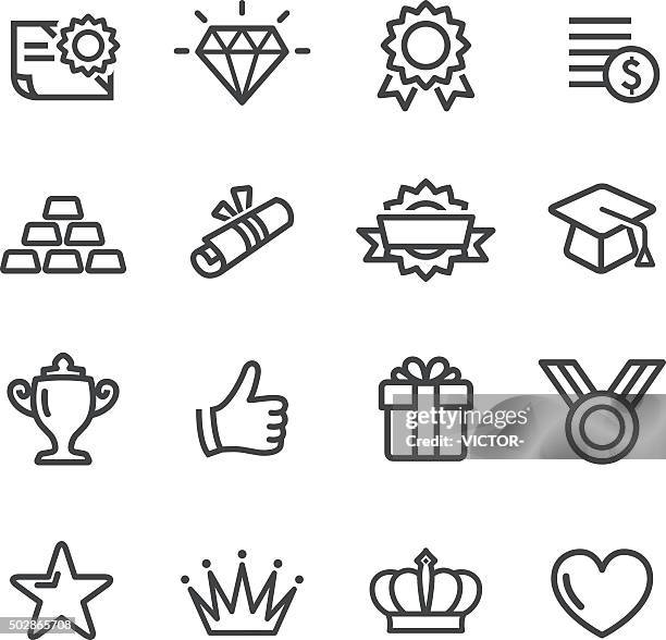 awards icons - line series - diamant stock illustrations