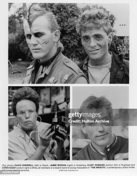 David Sherrill and Jamie Bozian looks on in a scene, Clint Howard and Chris Nash as young marauders in a scene from the movie "The Wraith" circa 1986.