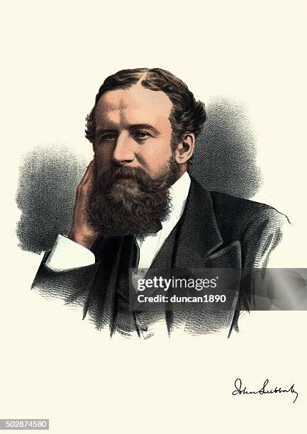 eminent victorians - portrait of john lubbock, 1st baron avebury - john the baptist stock illustrations