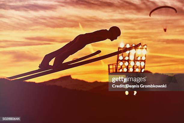 Jakub Janda of Czech Republic soars through the air during his competition jump on Day 2 of the 64th Four Hills Tournament event on December 29, 2015...