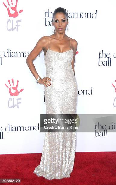 Actress Holly Robinson Peete attends the Rihanna And The Clara Lionel Foundation 2nd Annual Diamond Ball at The Barker Hanger on December 10, 2015 in...