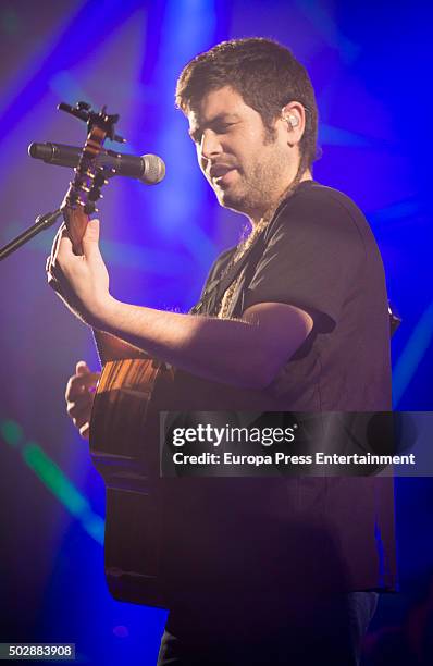 Jose Manuel Munoz of Estopa performs in concert on December 29, 2015 in Madrid, Spain.