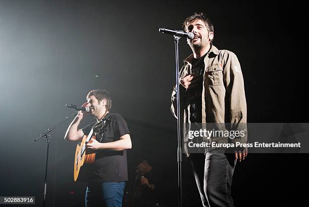 Jose Manuel Munoz and David Munoz of Estopa perform in concert on December 29, 2015 in Madrid, Spain.