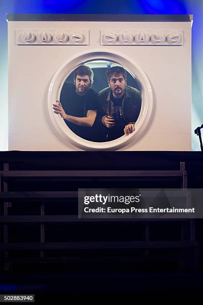 Jose Manuel Munoz and David Munoz of Estopa perform in concert on December 29, 2015 in Madrid, Spain.