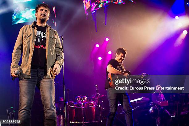 Jose Manuel Munoz and David Munoz of Estopa perform in concert on December 29, 2015 in Madrid, Spain.