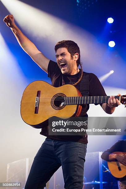 Jose Manuel Munoz of Estopa performs in concert on December 29, 2015 in Madrid, Spain.