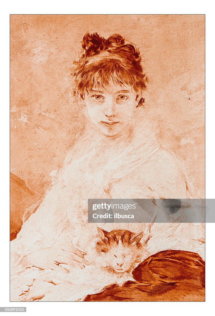 Antique illustration of "Miss W" by Chaplin
