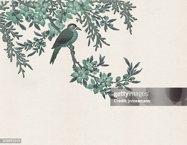 old chinese ornament - old tree stock illustrations