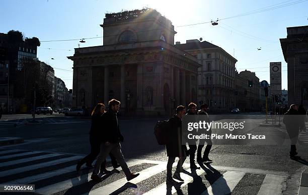 View of Bastioni di Porta Venezia without cars during the third day of a traffic ban on December 30, 2015 in Milan, Italy. The city of Milan has...