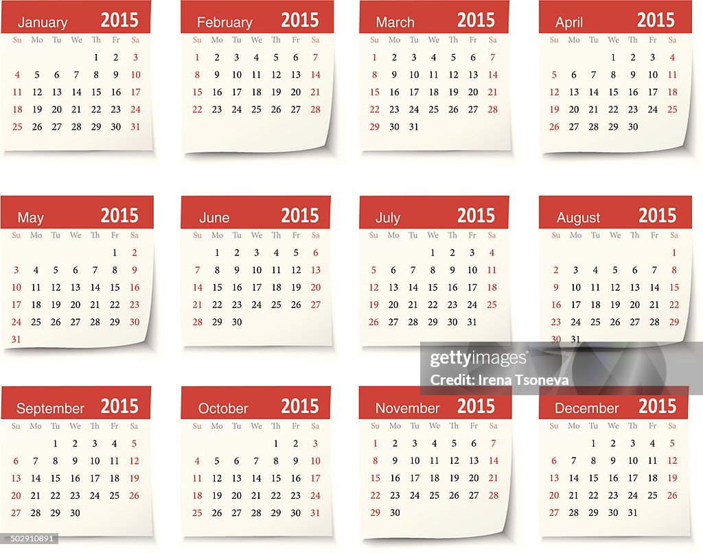 Kalender für das Jahr 2015-Vektor
