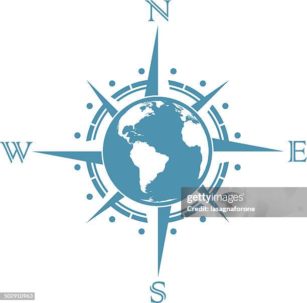 globus kompass rose - kompassrose stock-grafiken, -clipart, -cartoons und -symbole
