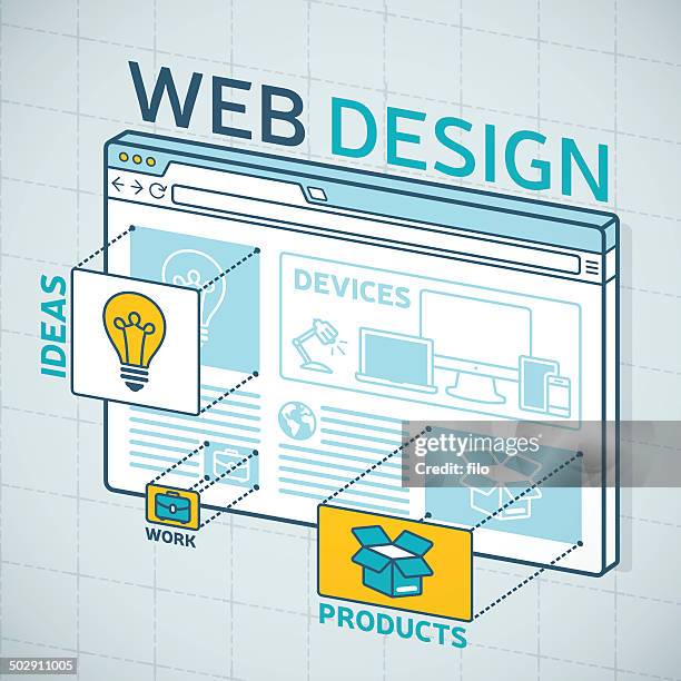 stockillustraties, clipart, cartoons en iconen met web design browser - html