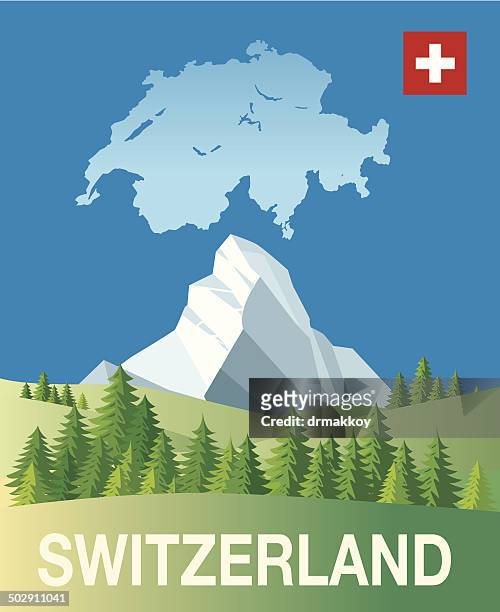 stockillustraties, clipart, cartoons en iconen met switzerland - monte cervino