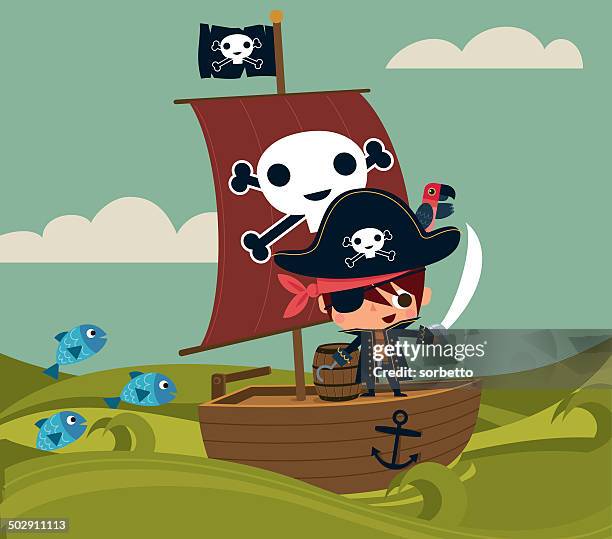 kleine pirat - windjammer stock-grafiken, -clipart, -cartoons und -symbole