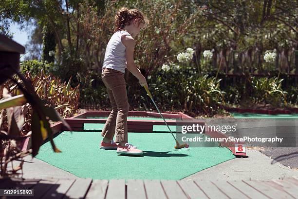 mini golf girl - mini golf stock pictures, royalty-free photos & images