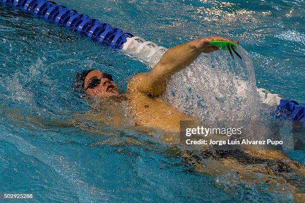 Belgian swimmer Emmanuel Vanluchene in action during a training at the swimming pool as part of the preparation for Rio 2016 at the Training Center...