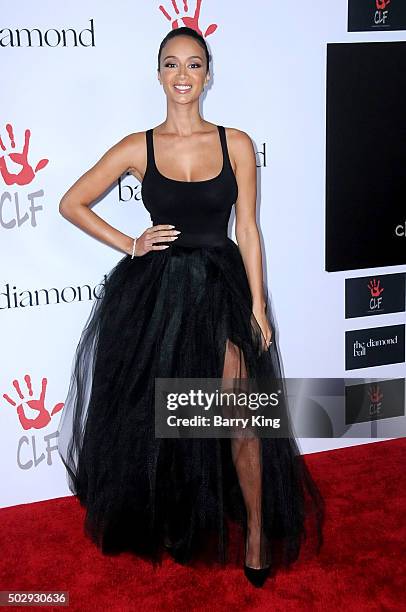 Personality Draya Michele attends the Rihanna And The Clara Lionel Foundation 2nd Annual Diamond Ball at The Barker Hanger on December 10, 2015 in...