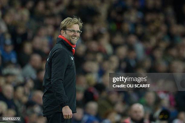 Liverpool's German manager Jurgen Klopp gestures on the touchline during the English Premier League football match between Sunderland and Liverpool...