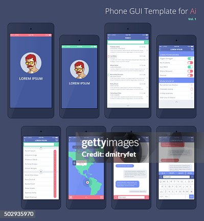 Vector Phone Gui Template For Ai Wireframe Ui Kit High-Res Vector ...