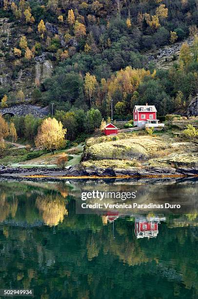 two villages (reflections) - bergen foto e immagini stock