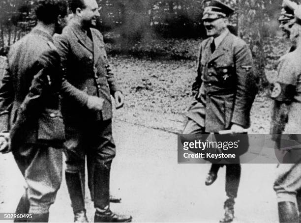 Nazi leader Adolf Hitler in the Forest of Compiègne, France, after signing the Second Armistice to establish a German occupation zone in Northern and...