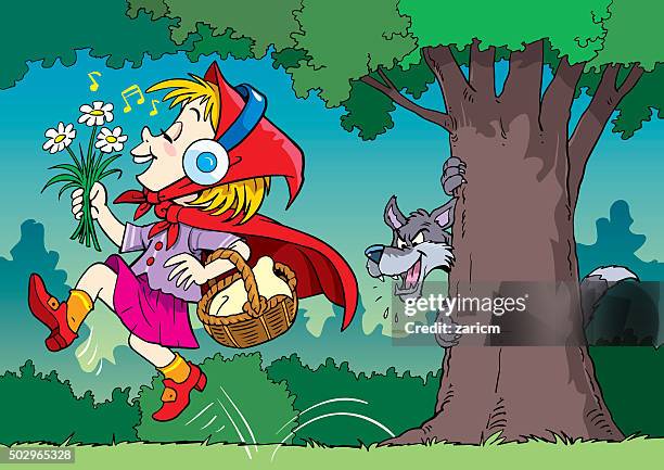 ilustrações de stock, clip art, desenhos animados e ícones de menina e o lobo - chapeuzinho vermelho