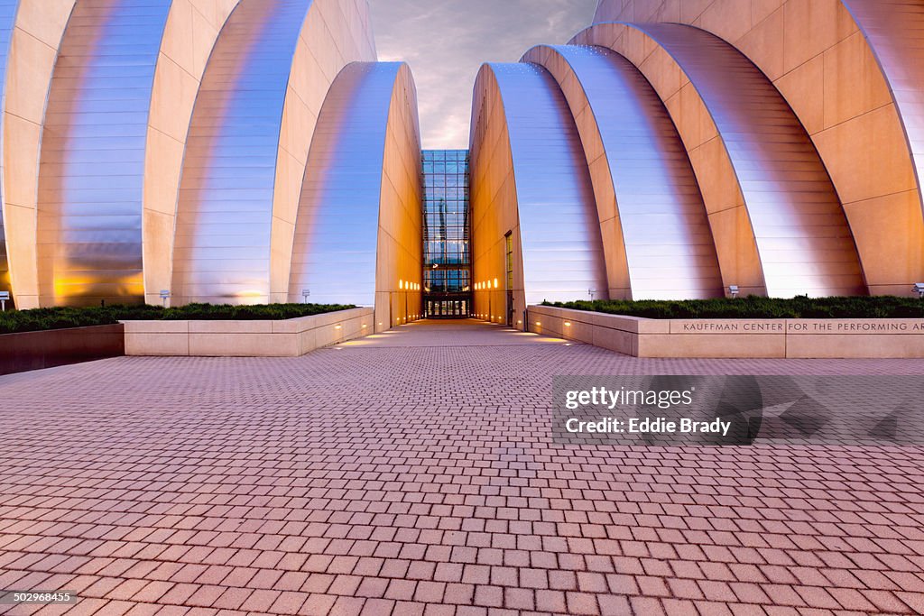 Kauffman Center for the Performing Arts at sunset.