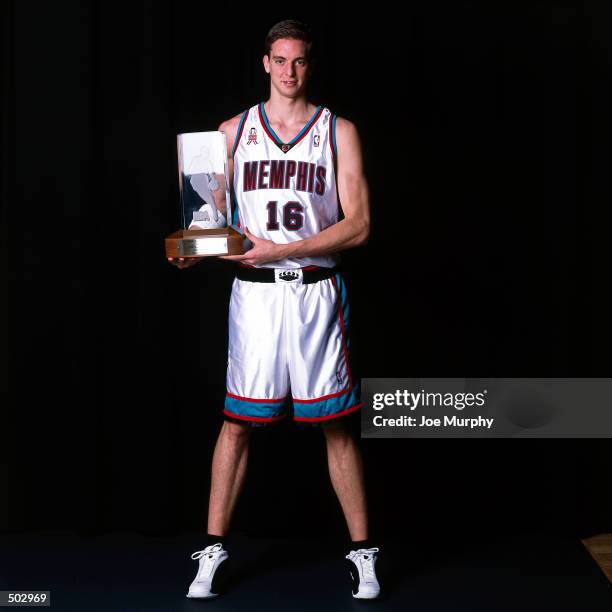 Pau Gasol of the Memphis Grizzlies the 2001/2002 Got Milk Rookie of the Year in Memphis, Tennessee. NOTE TO USER: User expressly acknowledges and...