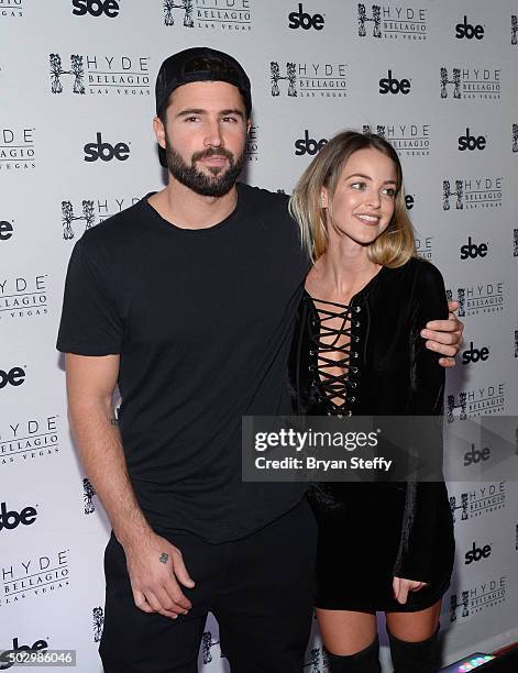 Television personality Brody Jenner and model Kaitlynn Carter arrive at Hyde Bellagio at the Bellagio as he hosts "Infamous Wednesdays" on December...