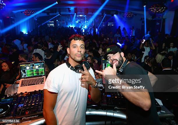Devin Lucien and television personality Brody Jenner perform during "Infamous Wednesdays" at Hyde Bellagio at the Bellagio on December 30, 2015 in...