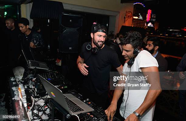 Television personality Brody Jenner and DJ Devin Lucien perform during "Infamous Wednesdays" at Hyde Bellagio at the Bellagio on December 30, 2015 in...