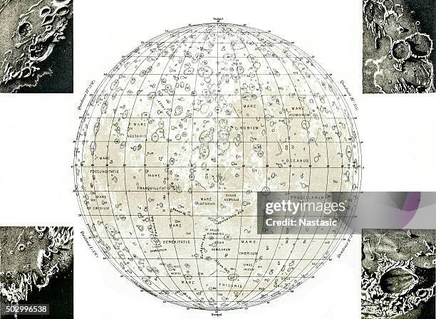 stockillustraties, clipart, cartoons en iconen met lunar map - constellation map