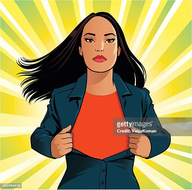 female superhero with rays background - long 幅插畫檔、美工圖案、卡通及圖標