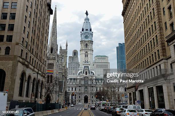 General view of Philadelphia City Hall from Market Street on December 31, 2015 in Philadelphia City.