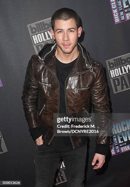 Singer Nick Jonas attends Dick Clark's New Year's Rockin' Eve with Ryan Seacrest 2016 on December 31, 2015 in Los Angeles, CA.