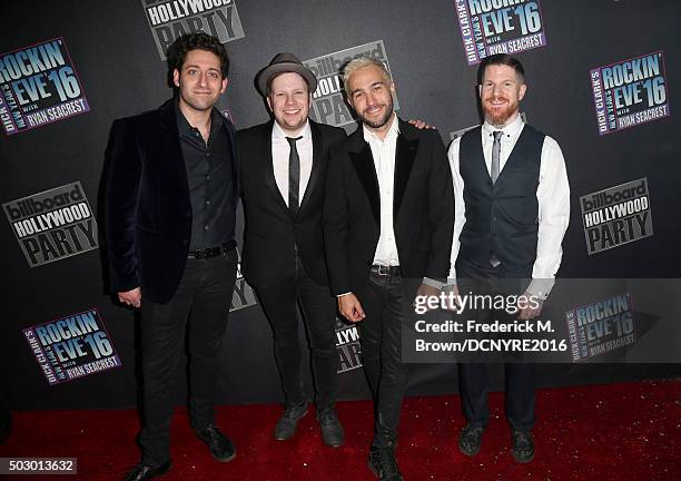 Musicians Joe Trohman, Patrick Stump, Pete Wentz and Andy Hurley of Fall Out Boy attend Dick Clark's New Year's Rockin' Eve with Ryan Seacrest 2016...