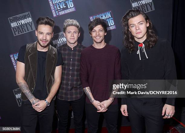 Singers Liam Payne, Niall Horan, Louis Tomlinson and Harry Styles of One Direction attend Dick Clark's New Year's Rockin' Eve with Ryan Seacrest 2016...