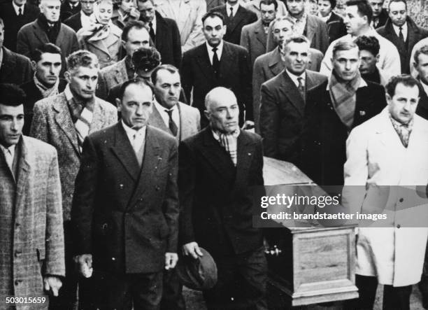 The funeral of the french writer and philosopher Albert Camus. Marseille. 6 January 1960. Photograph.