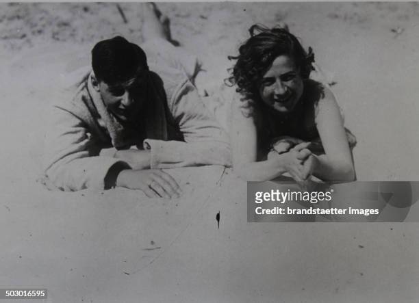 Prince Wilhelm of Prussia - son of Crown Prince Wilhelm of Prussia - and his bride Dorothea von Salviati during the honeymoon on Norderney. 1933....
