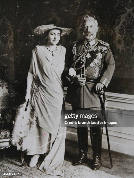 The German ex-Emperor William II and his wife Princess Hermine at occasion of his 70th Birthday at Castle Doorn / Holland. 25th January 1929....