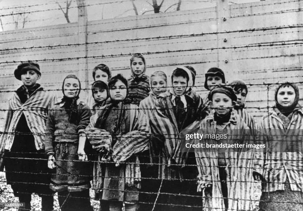 Survivor Children In The Concentration Camp Auschwitz-Birkenau After The Liberation. 1945. Poland. Photograph. February 1945.