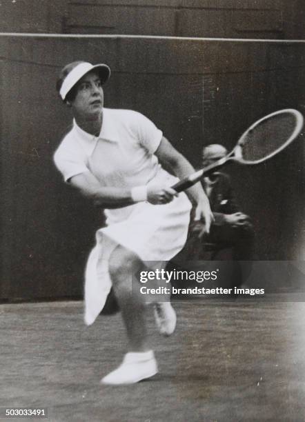 Tennis. The German tennis player Cilly Aussem in Wimbledon. 3rd July 1934. Photograph.