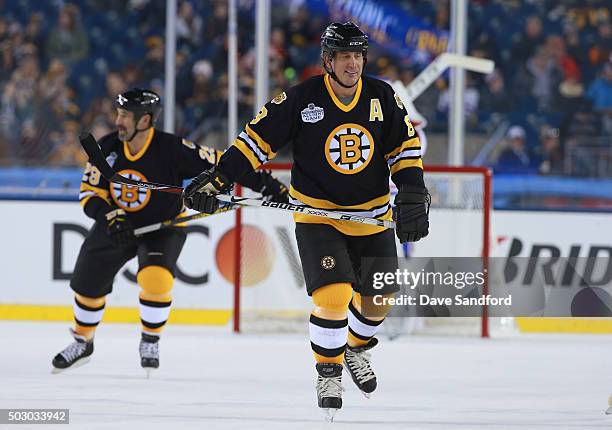 Cam Neely of the Boston Bruins Alumni Team skates during the Alumni Game as part of the 2016 Bridgestone NHL Classic at Gillette Stadium on December...