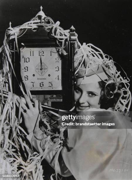 The American film actress Florine McKinney on a New Year party in Hollywood. About 1930. Photograph.