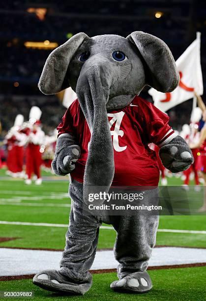 Alabama Crimson Tide mascot Big Al performs during the Goodyear Cotton Bowl against the Michigan State Spartans at AT&T Stadium on December 31, 2015...