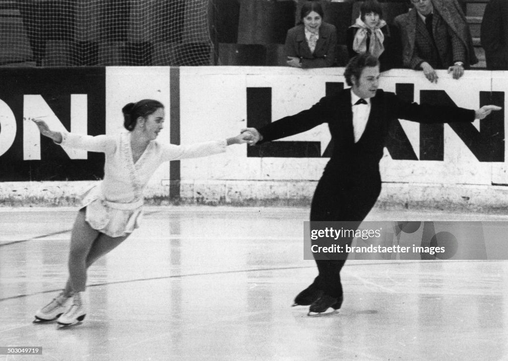 Figure Skaters Agnes Arco (Later Husslein) And Adrian Perco. About 1970. Photograph.