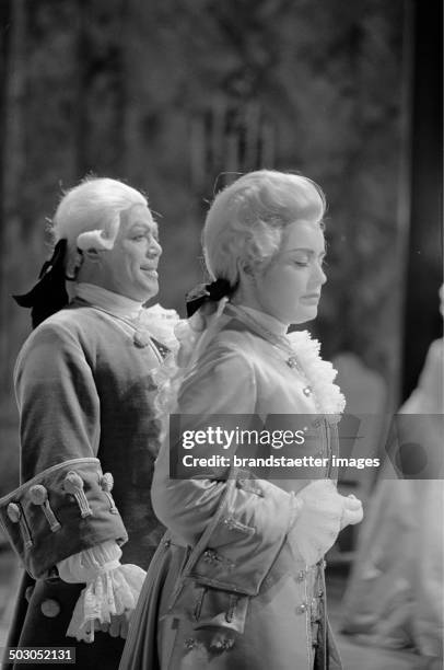 Vienna State Opera. Der Rosenkavalier by Richard Strauss. Ochs and Octavian 1968. Photograph by Franz Hubmann.